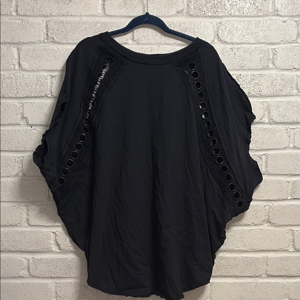 Free People Rough Around The Edges Black Top XL
